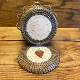 Vintage Chippewa Lidded Basket with Quilled Strawberry Design by Adeline Noack (SSB5)