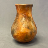 Pahponee, Kickapoo/Potawatomie Vintage Smoked Pot with Etched Figural Design, ca. 1997   (SSC89)