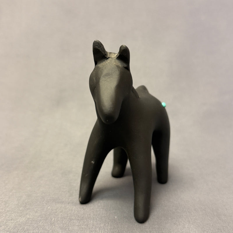 Andrew Rodriguez, Laguna Pueblo Native American Handmade Clay Figurine of Black Horse (WHC42)