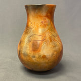 Pahponee, Kickapoo/Potawatomie Vintage Smoked Pot with Etched Figural Design, ca. 1997   (SSC89)