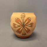 Authentic Jemez Handmade Painted Pot with Floral Design   (SSC90)