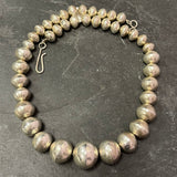 Large Handmade Navajo Sterling Silver Polished Beads, authentic Native American (JF216)