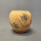 Authentic Jemez Handmade Painted Pot with Floral Design   (SSC90)