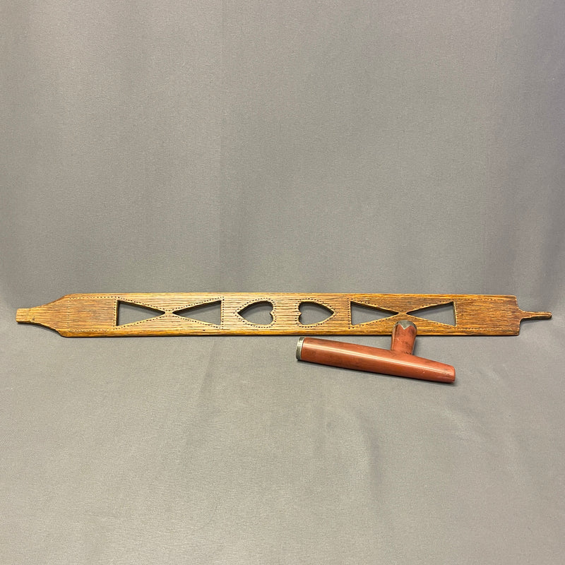 Vintage Lakota Sioux Cutout Wooden Pipe Stem with Inlaid Pipestone Bowl, authentic Native American   (GM346)