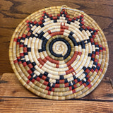 Vintage Hopi Coiled Plaque Basket with Deer Design by Joyce Ann Saufkie, ca. 1990s (SSB11)