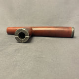 Vintage Lakota Sioux Cutout Wooden Pipe Stem with Inlaid Pipestone Bowl, authentic Native American   (GM346)