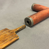 Vintage Lakota Sioux Cutout Wooden Pipe Stem with Inlaid Pipestone Bowl, authentic Native American   (GM346)