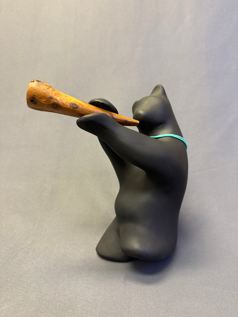 D. Andrew Rodriguez Laguna Pueblo Black Bear Clay Flute Player Figurine (WHC46)