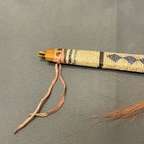 Vintage Lakota Sioux Wooden Pipe with Porcupine Quill Wrap and Carved Pipestone Bowl   (GM345)