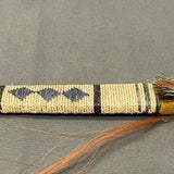Vintage Lakota Sioux Wooden Pipe with Porcupine Quill Wrap and Carved Pipestone Bowl   (GM345)