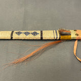 Vintage Lakota Sioux Wooden Pipe with Porcupine Quill Wrap and Carved Pipestone Bowl   (GM345)