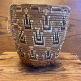 Plateau berry picking basket - 1890 - 1900 - Imbricated design applique - Design: Quail topknots - cedar base - bear grass décor (SSB18)