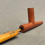 Vintage Lakota Sioux Wooden Pipe with Porcupine Quill Wrap and Carved Pipestone Bowl   (GM345)