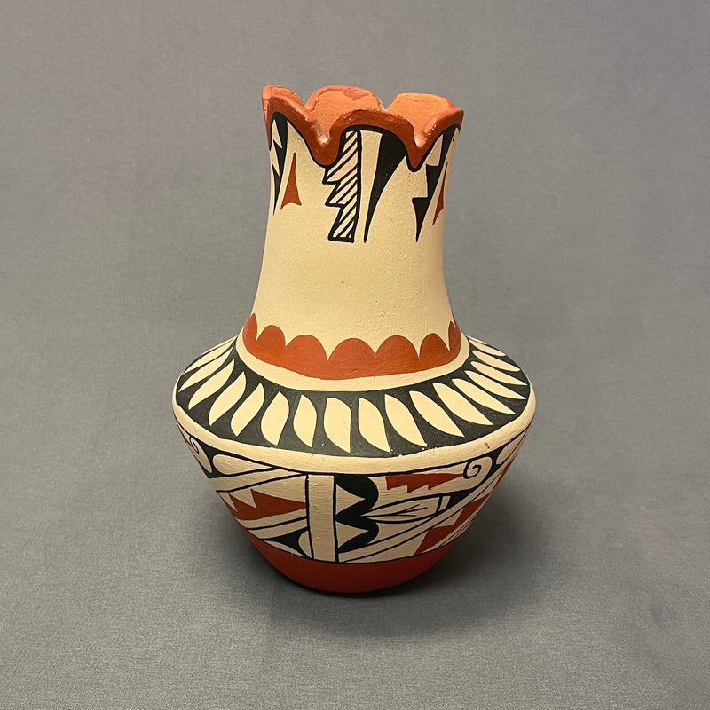 Authentic Jemez Handmade Long Neck Fluted Pot  (SSC91)