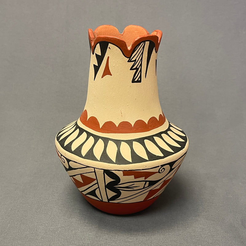 Authentic Jemez Handmade Long Neck Fluted Pot  (SSC91)