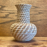 Vintage Tohono O'odham (Papago) Split Stitch Coiled Basket Vase made with Bear Grass and Split Yucca  (SSB26)