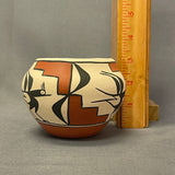 Mary Shije, Zia Pueblo Vintage Wide Mouth Painted Clay Pot with Roadrunner Design  (SSC108)