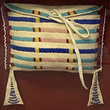 Miniature Handmade Crow Beaded Saddle Bag in Shadowbox Frame, ca. 1990s    (SSC75)