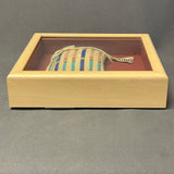 Miniature Handmade Crow Beaded Saddle Bag in Shadowbox Frame, ca. 1990s    (SSC75)