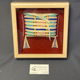Miniature Handmade Crow Beaded Saddle Bag in Shadowbox Frame, ca. 1990s    (SSC75)