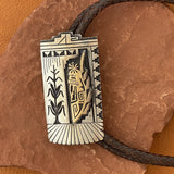 Authentic Hopi Sterling Silver and 14k Gold Overlay Bolo Tie with Kachina Design - Milson Taylor? (SS137)
