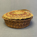 Antique Woodlands Sweetgrass and Pine Needle Basket with Lid, ca. 1923    (VW103)