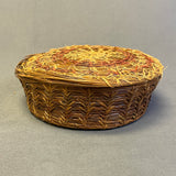 Antique Woodlands Sweetgrass and Pine Needle Basket with Lid, ca. 1923    (VW103)