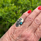 Authentic Vintage Navajo Overlay Ring with Turquoise - size 4 1/4   (6/22)