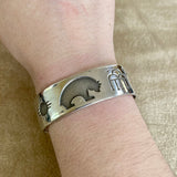 Authentic Sterling Silver Navajo Cuff Bracelet with Native Designs - Bear, sun, clouds & plants (BH41)