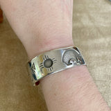 Authentic Sterling Silver Navajo Cuff Bracelet with Native Designs - Bear, sun, clouds & plants (BH41)