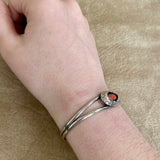 Traditional Navajo Shadowbox Design Sterling Silver and Red Coral Cuff Bracelet, vintage  (BH43)