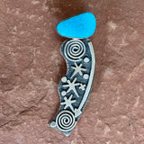 Alex Sanchez Sterling Silver and Turquoise Pendant with Petroglyph Designs, Zuni/Navajo   (BH49)