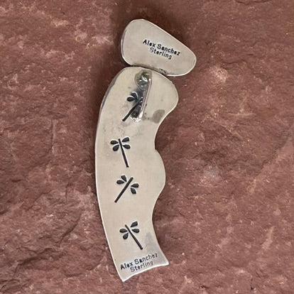 Alex Sanchez Sterling Silver and Turquoise Pendant with Petroglyph Designs, Zuni/Navajo   (BH49)