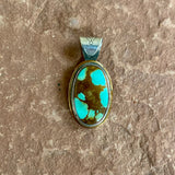 Authentic Navajo Sterling Silver and Green Turquoise Pendant   (BH52)