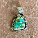 Authentic Navajo Green Turquoise Pendant with Sterling Silver Frame, L. Yazzie   (BH53)