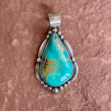 Navajo Sterling Silver and Turquoise Teardrop-shaped Pendant, vintage   (BH54)