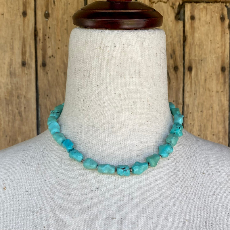 Santo Domingo Turquoise Nugget Necklace and Earrings Set   (BH69)