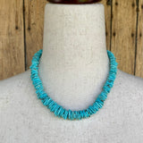 Genuine Turquoise Necklace with Flat Cut Beads, Santo Domingo   (BH82)