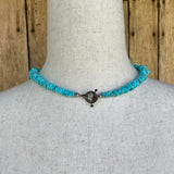 Genuine Turquoise Necklace with Flat Cut Beads, Santo Domingo   (BH82)