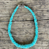 Genuine Turquoise Necklace with Flat Cut Beads, Santo Domingo   (BH82)