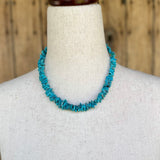 Authentic Santo Domingo Blue Turquoise Necklace with Flat Cut Beads (BH83)