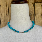 Authentic Santo Domingo Blue Turquoise Necklace with Flat Cut Beads (BH83)