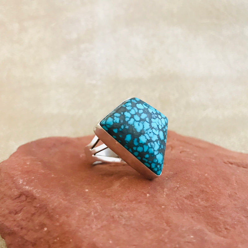 Authentic Navajo Turquoise and Sterling Silver Ring - size 6.5  (NL81)