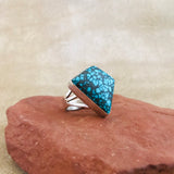 Authentic Navajo Turquoise and Sterling Silver Ring - size 6.5  (NL81)