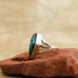 Authentic Navajo Turquoise and Sterling Silver Ring - size 6.5  (NL81)