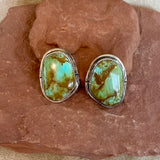 Vintage Navajo Green Turquoise Post Earrings Set in Sterling Silver   (BH91)