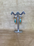 Navajo Sterling Silver Dangle Earrings with Turquoise Inlay, vintage   (BH92)