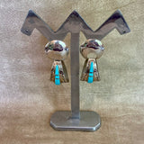 Navajo Sterling Silver Dangle Earrings with Turquoise Inlay, vintage   (BH92)