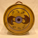 Taos Sioux Style Double Sided Drum With Bear Fetish and Bear Tracks Design, Handmade Drum RK13