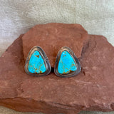 Authentic Navajo Sterling Silver and Turquoise Post Earrings   (BH102)